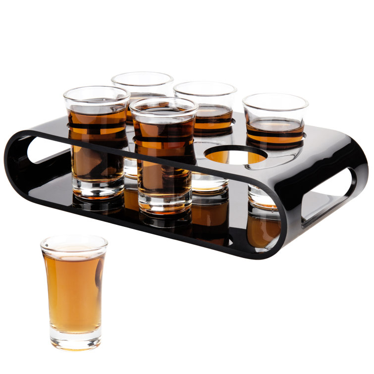 Latitude Run® 6Glasses Acrylic Shot Glass Tasting Tray Set Wayfair